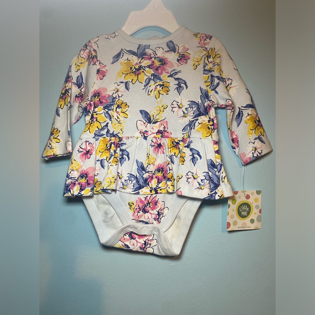 Little Me Floral Baby Bodysuit With Peplum Size 6m